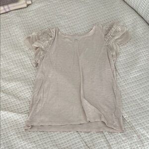 Express Lace Sleeve Blouse in Soft Cream